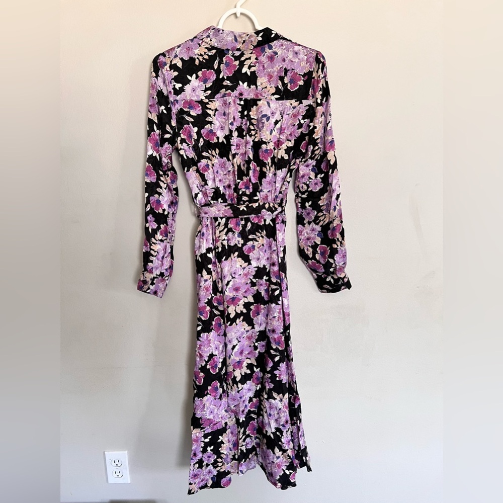NWOT Sezane Lauretta Floral Long Sleeve Midi Dress Purple Size Size 36 - Picture 5 of 6